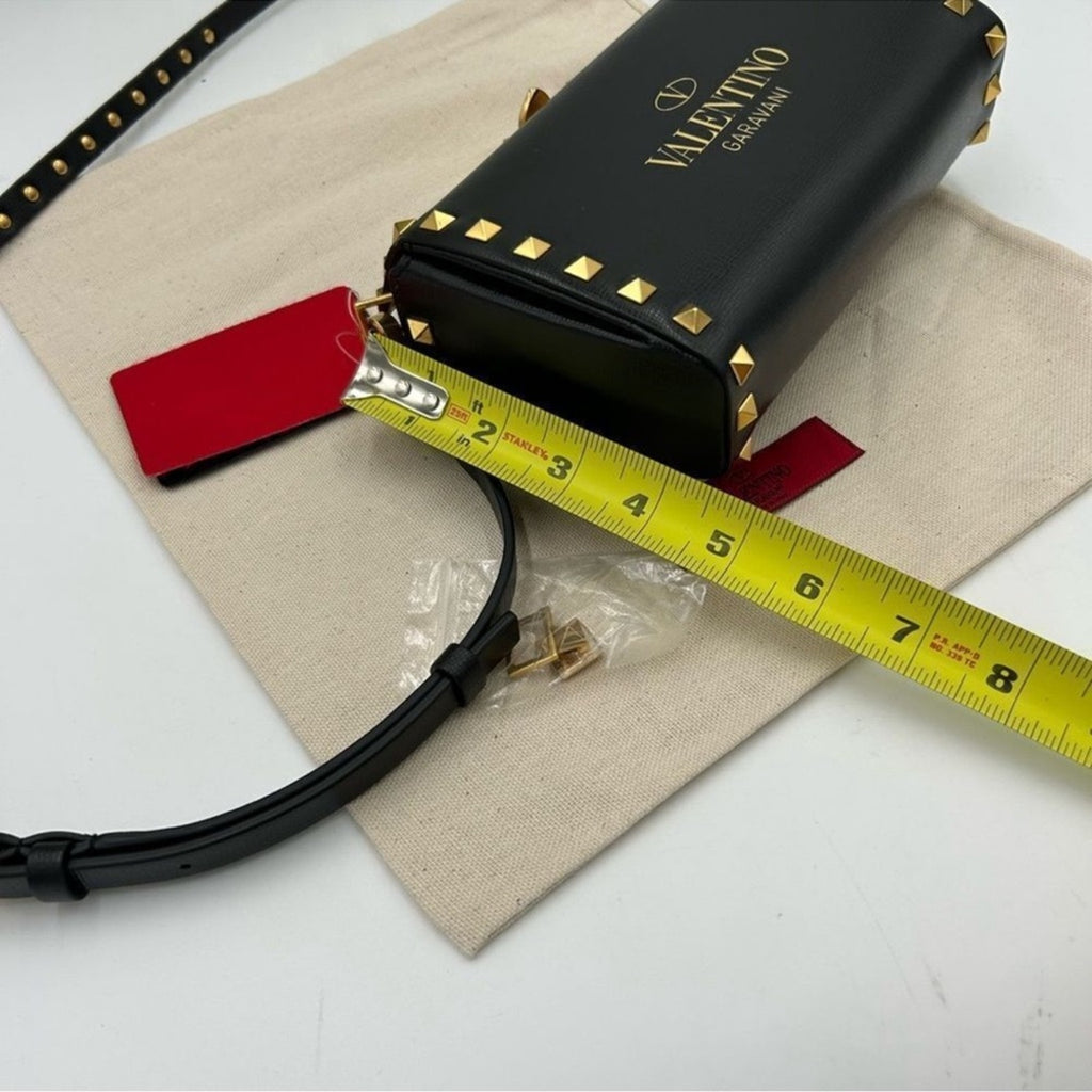 Women's Valentino Garavani gold Rockstud, leather shoulder bag made in Italy