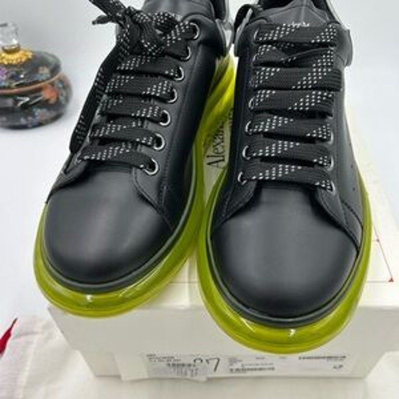 Men's Alexander, McQueen oversized leather sneakers with neon green sole size 43