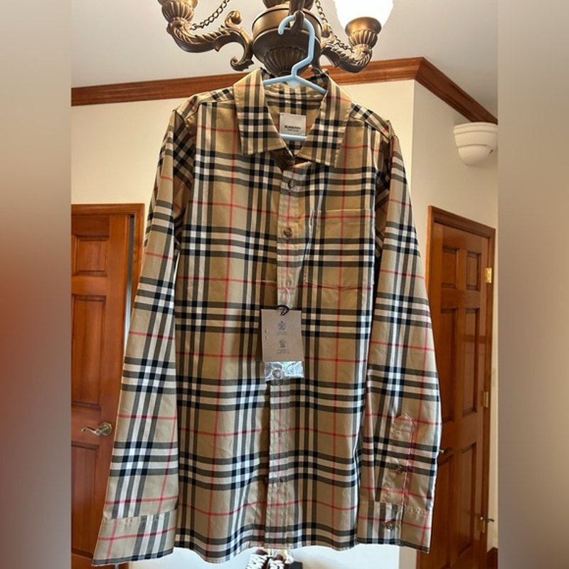 Boys Burberry classic check long sleeve cotton twill shirt, 12 year-old – 152 cm
