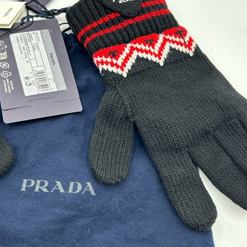 Unisex Prada wool/cashmere knit gloves size large made in Italy