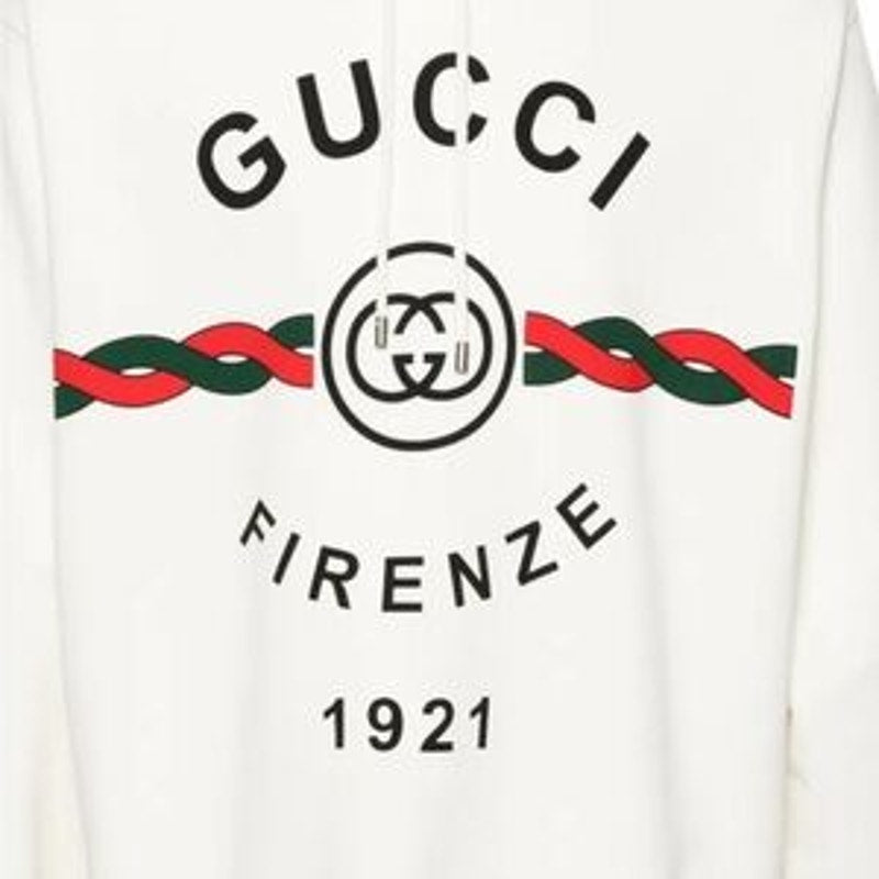 Men's Gucci FIRENZE 1921 cotton hoodie interlocking G/web stripe size XXXL