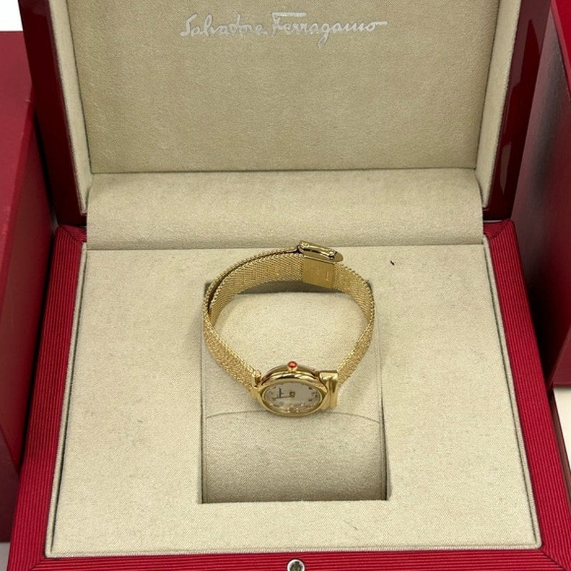 Women Salvatore, Ferragamo Gancini quartz women's gold tone stainless watch