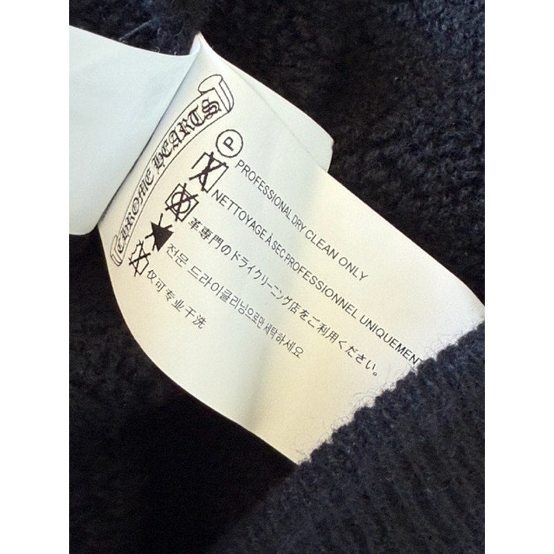 Men's Chrome Hearts Black Embroidered Sleeves 100% Cashmere Hoodie Size M