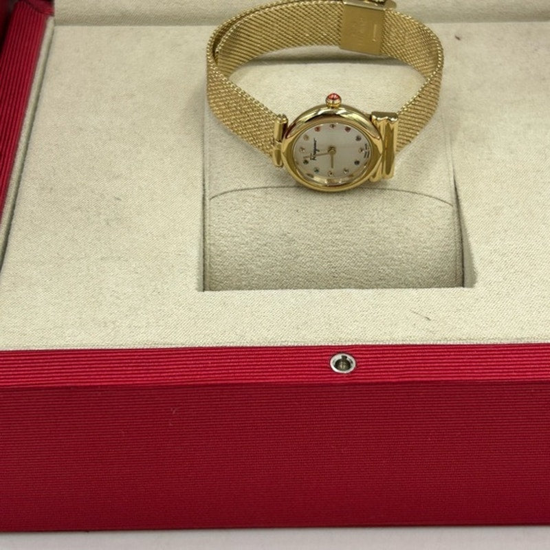 Women Salvatore, Ferragamo Gancini quartz women's gold tone stainless watch