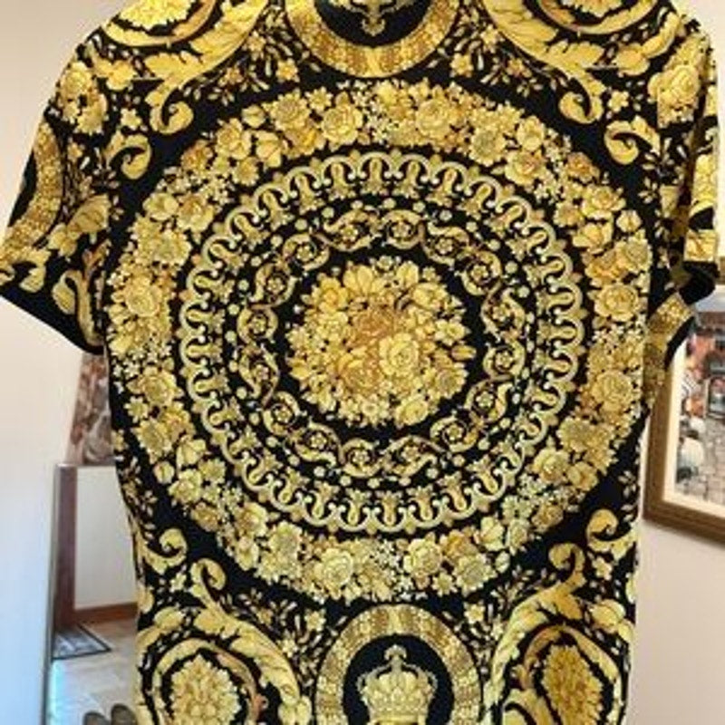 Men's Versace barocco print organic cotton T-shirt size small made in Italy