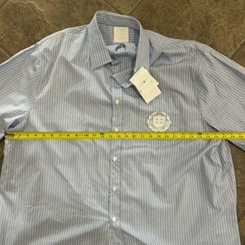 Men's Givenchy crest logo, striped short sleeve cotton Poplin shirt size 43