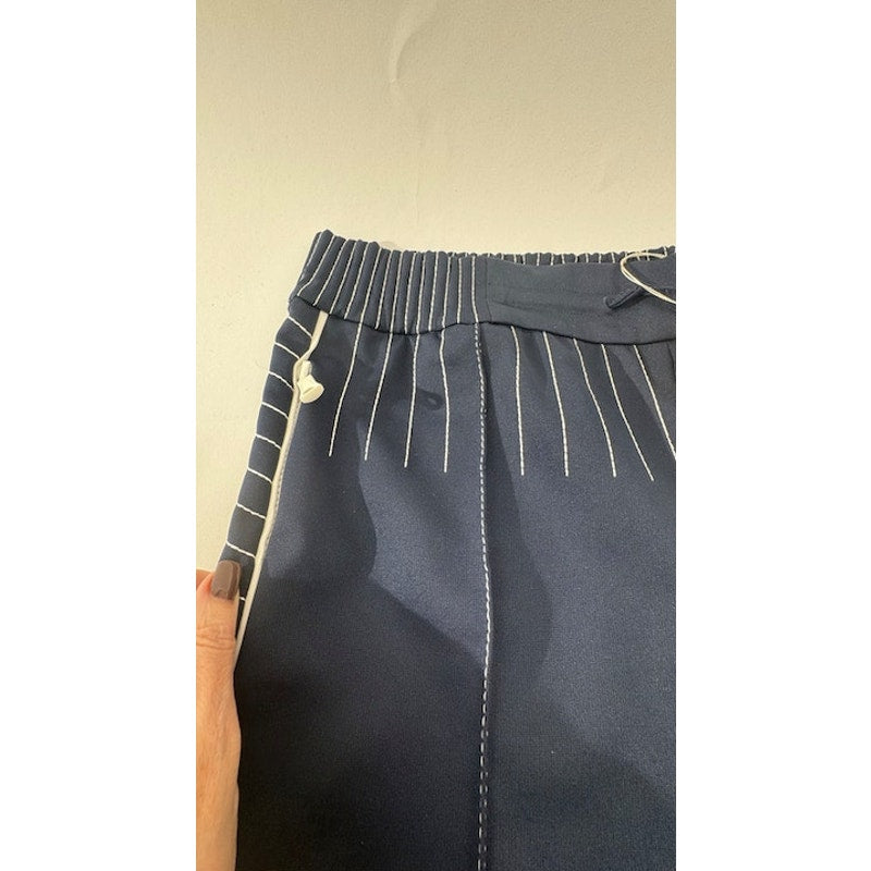 Women's Valentino Navy Blue & White NWT High Waist Drawstring Pants Size 44