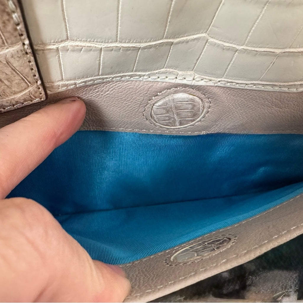 Niloticus crocodile Pelley Lusso two way bag NWT’s blue interior/adjustable strap