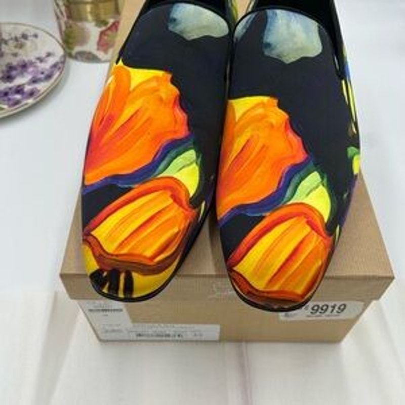 Men's Christian Louboutin dandy chick satin loafer size 44 made in Italy