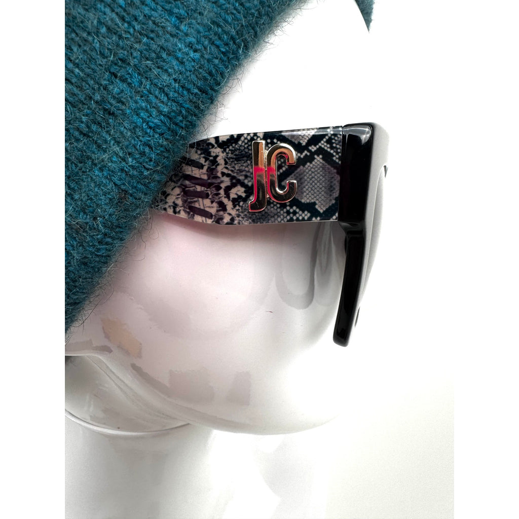 Just Cavalli NWOT Logo Plaque Reptile Arm SJC019K Oversized Limo Tint Sunglasses
