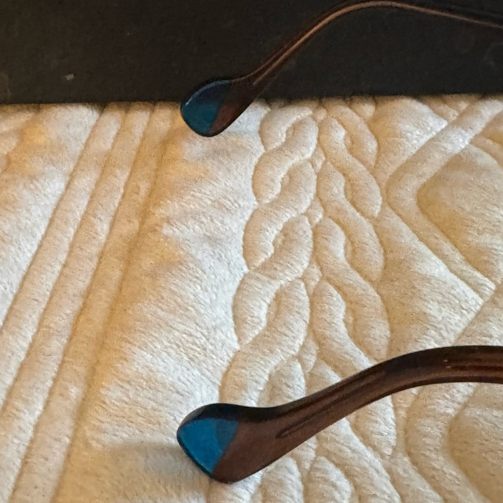 Anne et Valentin Blue and Brown and cross hatch handmade gorgeous frames