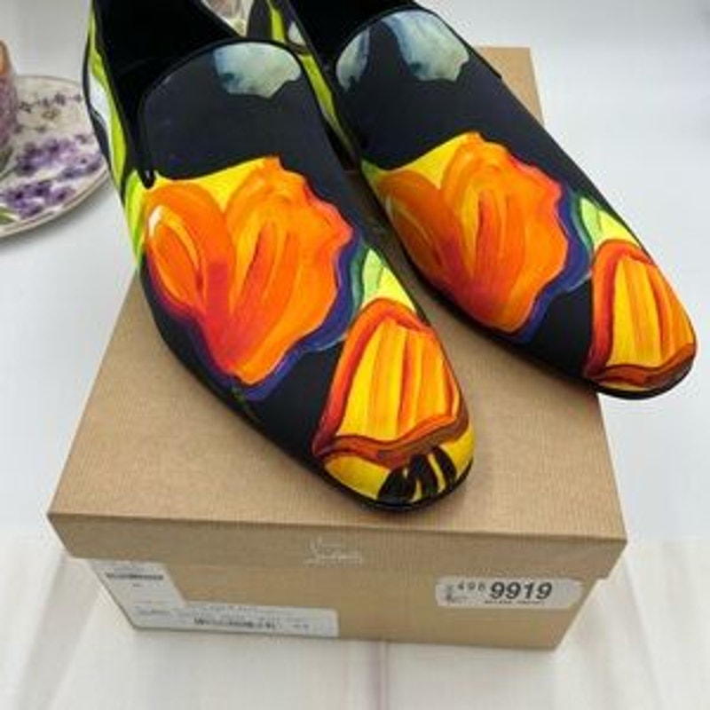 Men's Christian Louboutin dandy chick satin loafer size 44 made in Italy