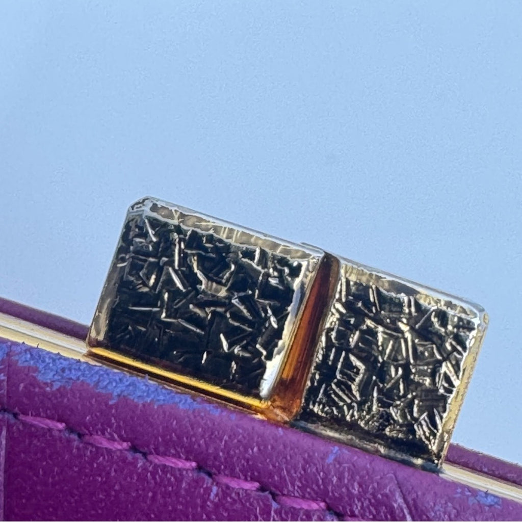 Yves Saint Laurent Purple Small Women's Wallet with decorative kiss lock snap