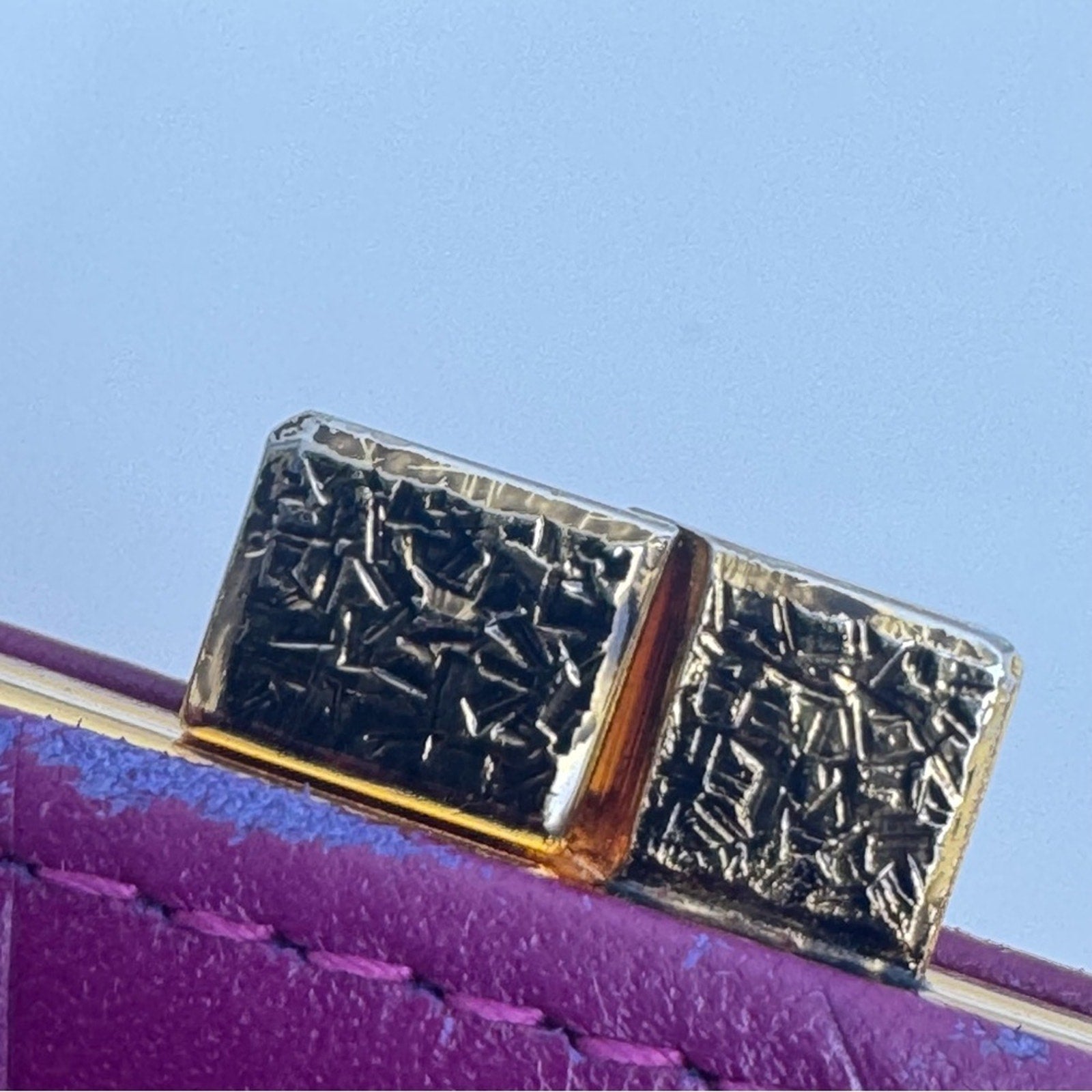 Yves Saint Laurent Purple Small Women's Wallet with decorative kiss lock snap