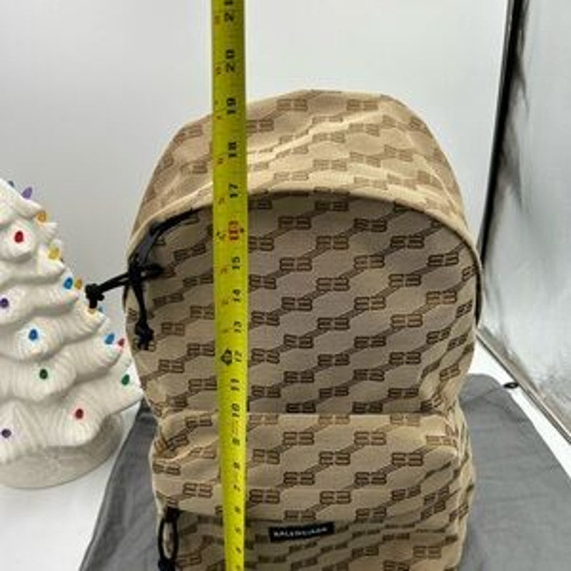 Unisex Balenciaga signature backpack in beige BB monogram coated canvas Italy