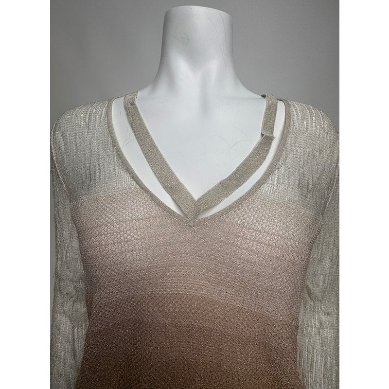 Missoni NWOT Metallic Long Sleeve V-Neck Blouse Size XS