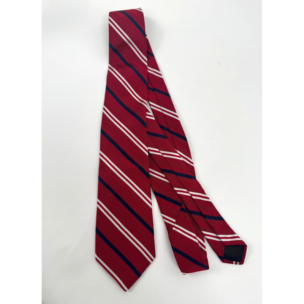 Brooks Brothers NWOT Men's Red & Navy Blue Silk Blend Striped Neck Tie