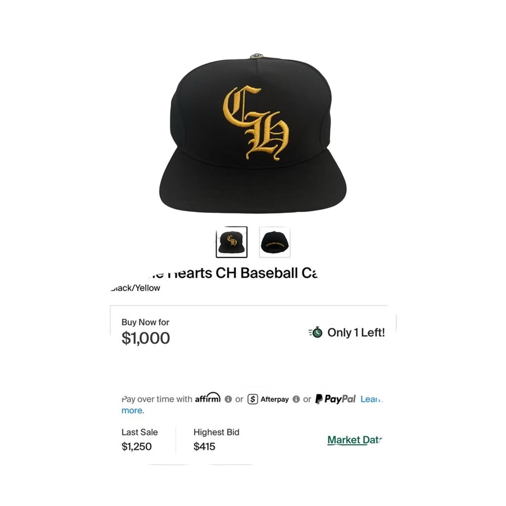 Chrome Hearts CH Black Yellow Baseball cap 
Brand New..NEVER EVEN TRIED ON
