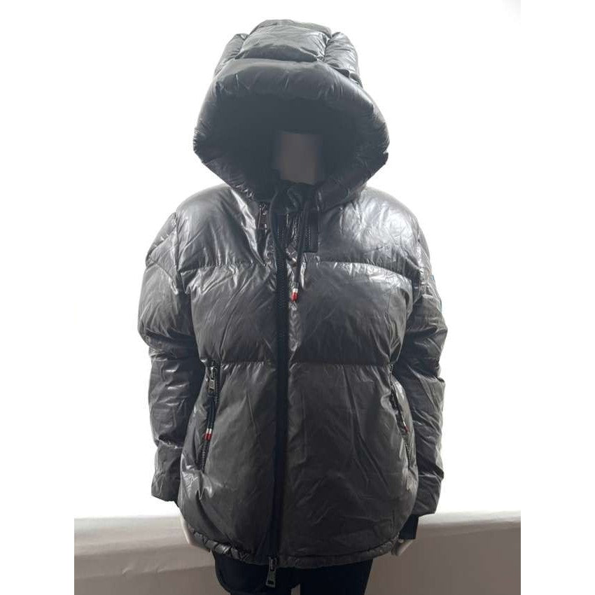 Men's Moncler Black Glossy Down Hooded Jacket Size M Fits Like A Size L