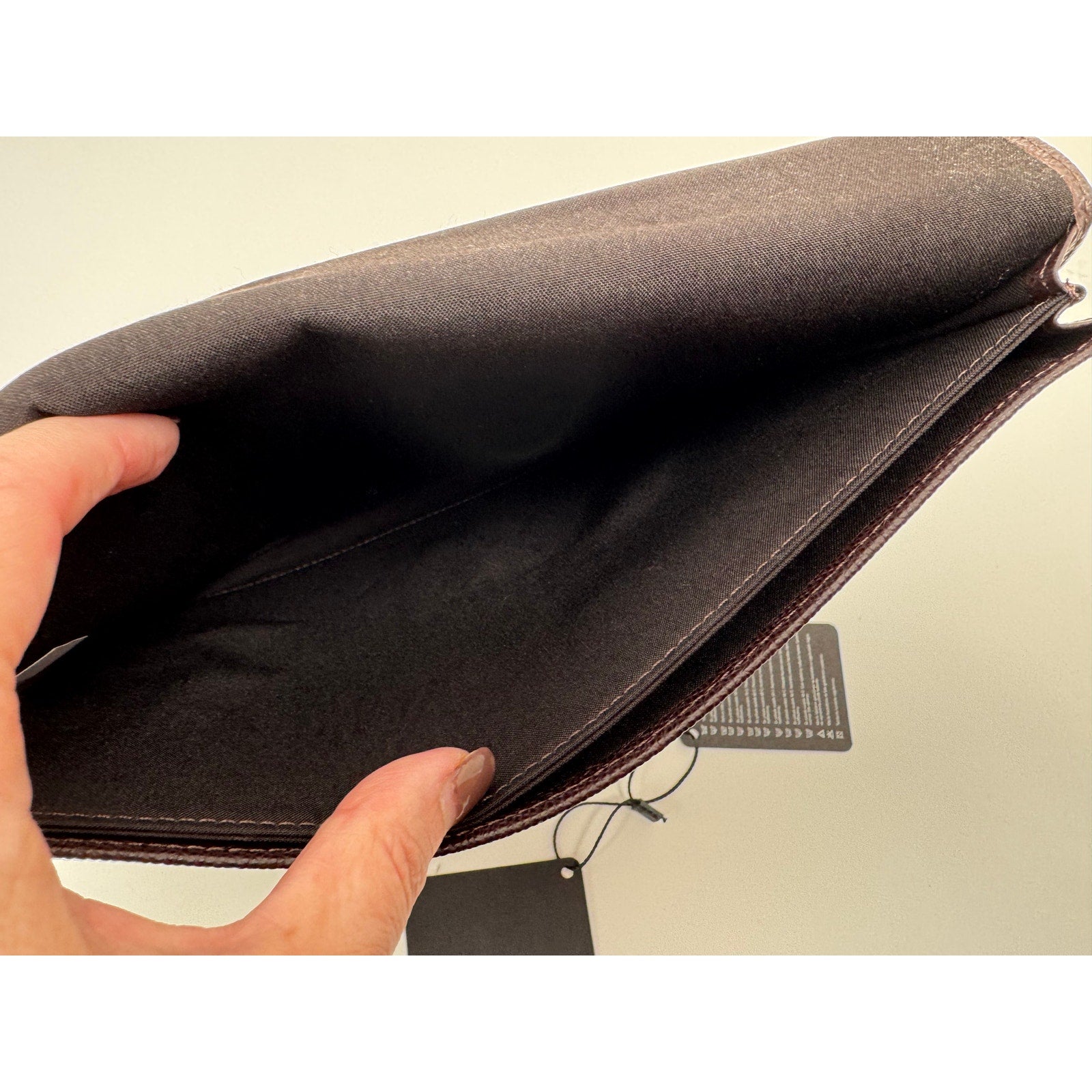 Beymen NWT Plum Taiga Leather Dual Compartment Folio Clutch – 9” x 10.5”