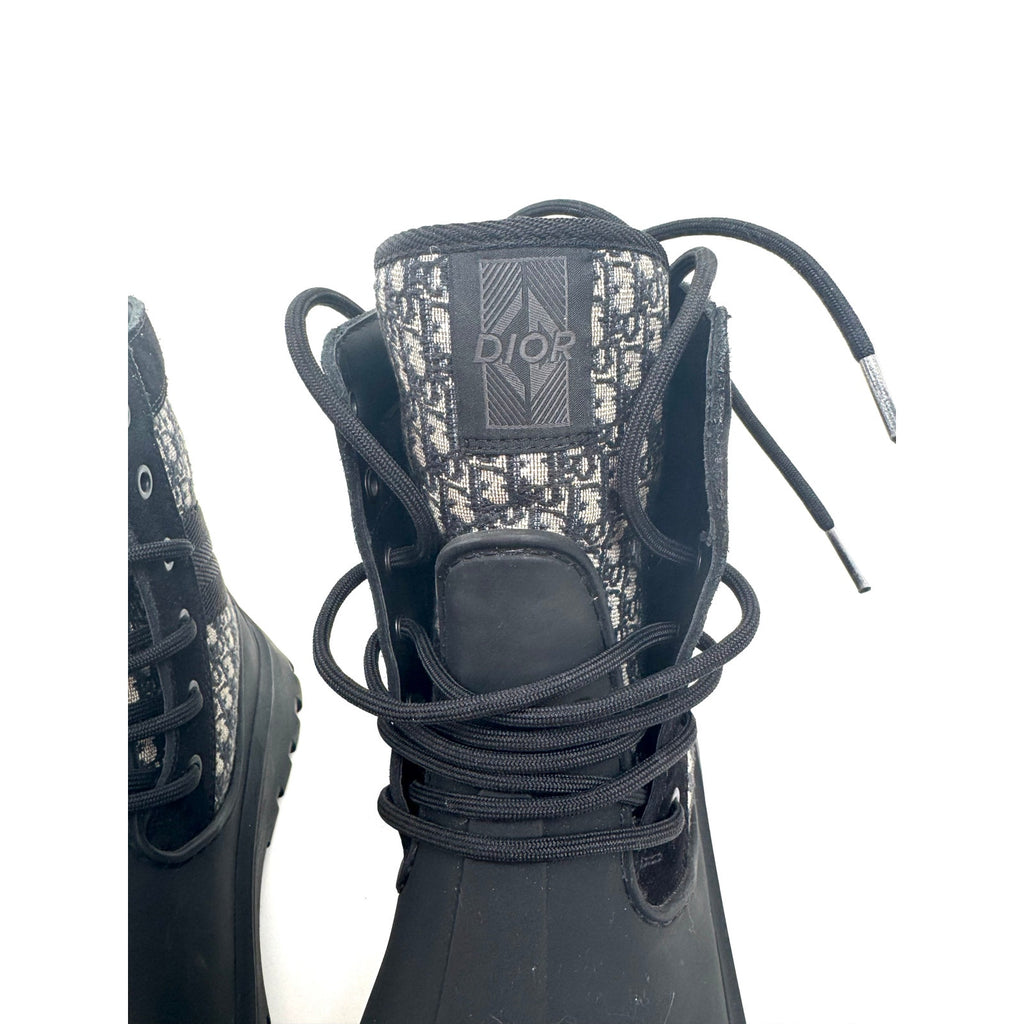 Men's Dior Garden Oblique Black/Beige Lace Up Combat Boots Size 41