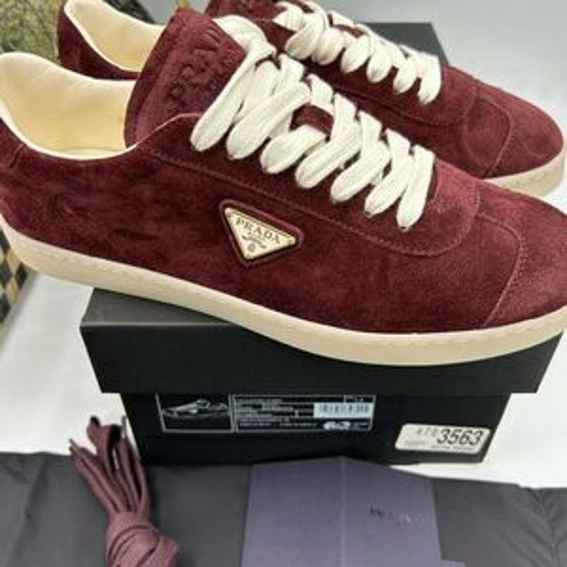 Men's Prada triangle logo suede sneakers size 8.5 US made in Italy