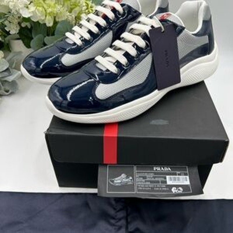 Men's Prada America's cup patent leather blue/white sneakers size 12 fits 13 US