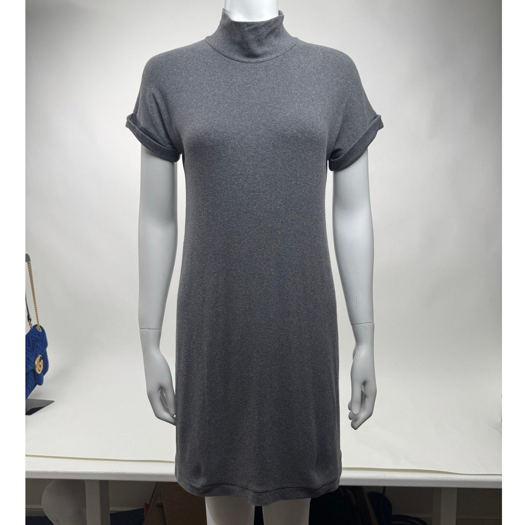 Brunello Cucinelli Grey Knit Mock Turtleneck Mini Dress Size XL Fits Size M