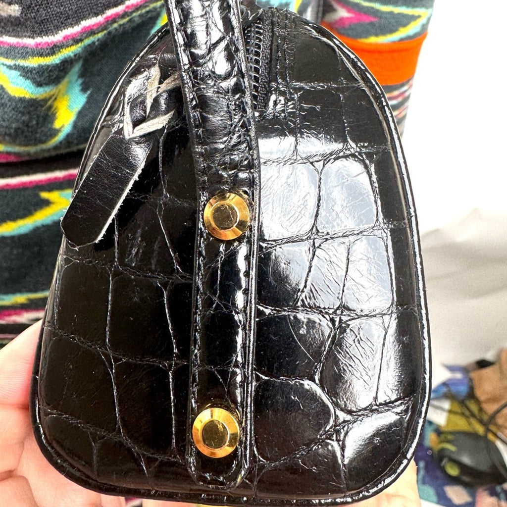 Mini black Crocodile  Aigner 2 way bag can be worn as a Crossbody & shoulder bag