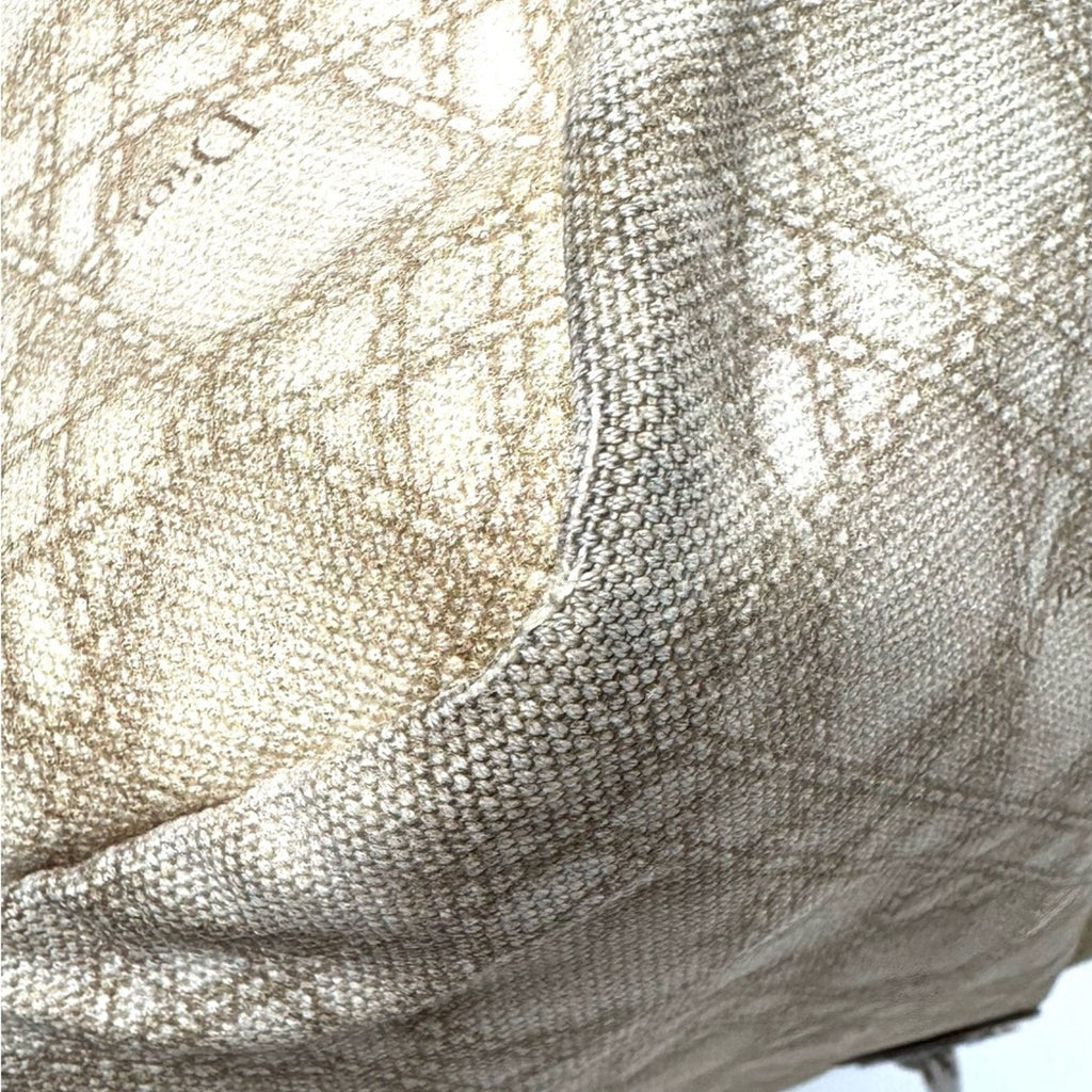 Dior canvas Canage shoulder tote with knotted leather straps/silver hardware