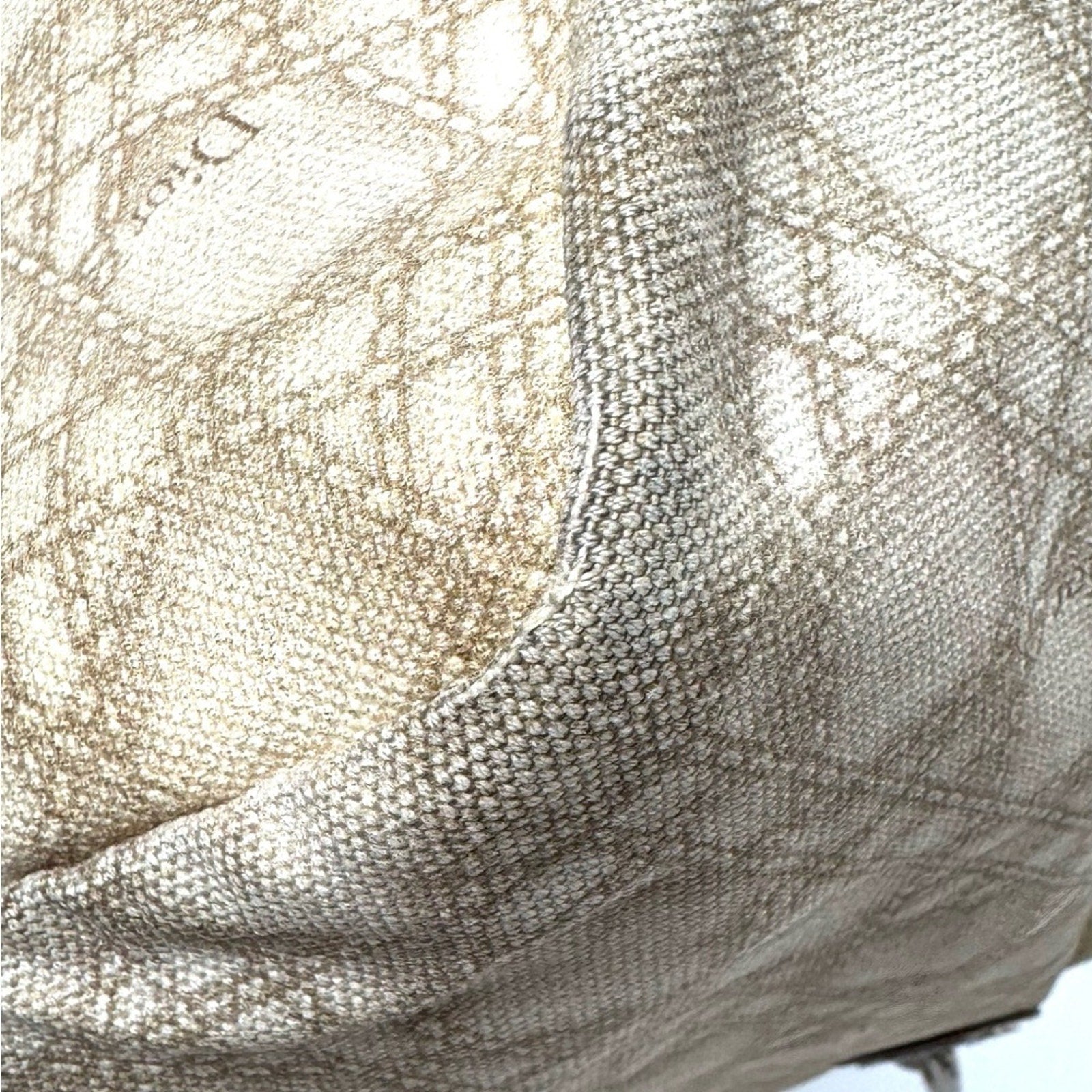 Dior canvas Canage shoulder tote with knotted leather straps/silver hardware