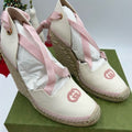 Women’s Gucci white/pink wedge espadrilles size 41 made in Spain