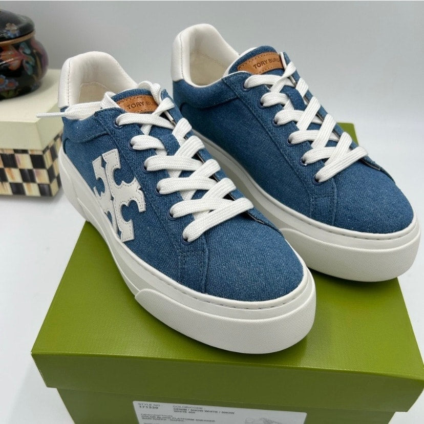 Women's Tory Burch platform denim sneakers size 8 US