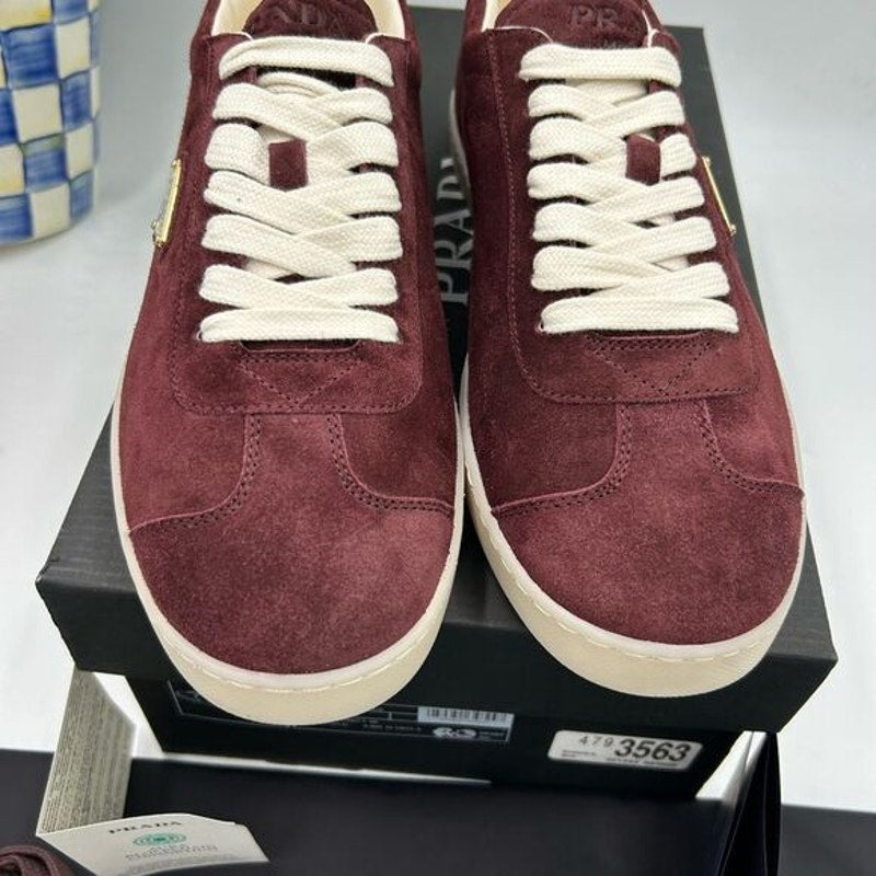 Men's Prada triangle logo suede sneakers size 9 US made in Italy