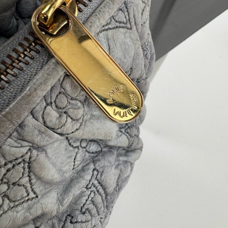 Louis Vuitton Runway..RARE Gray underarm top zip w/ruffle/plaque/twisted handle