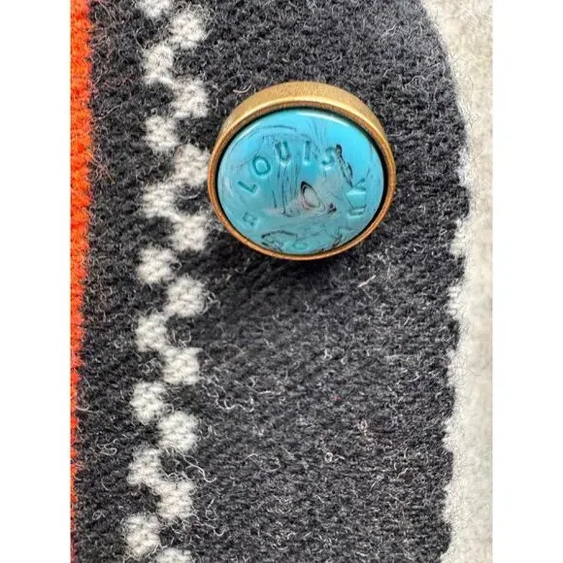 Louis Vuitton Monogram Bull Jacquard Knit Vest Turquoise Buttons XXL