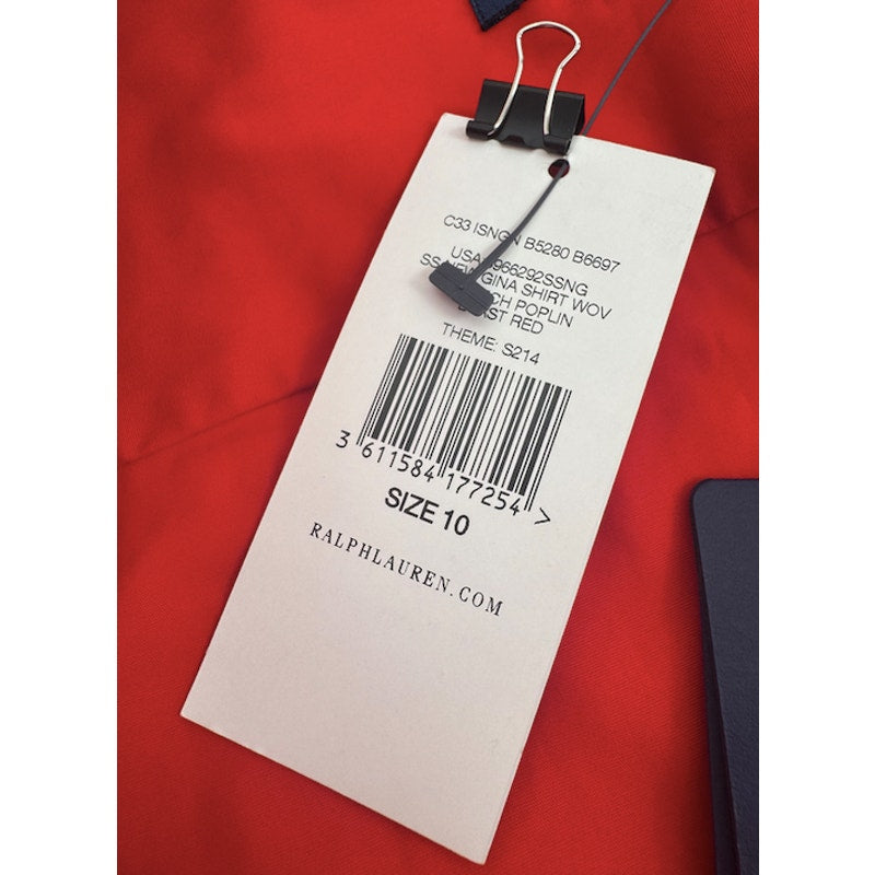 Ralph Lauren Black Label NWT Red Button Down Shirt Size 10