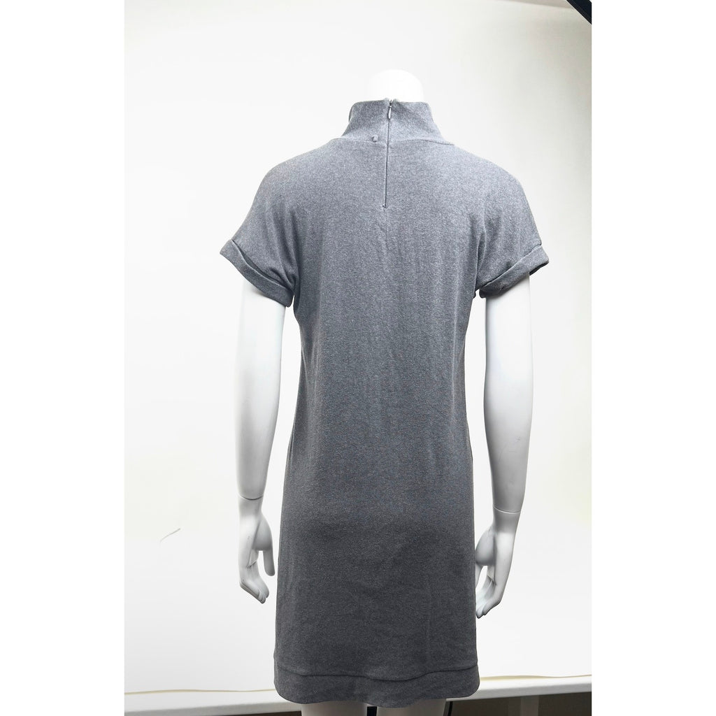 Brunello Cucinelli Grey Knit Mock Turtleneck Mini Dress Size XL Fits Size M