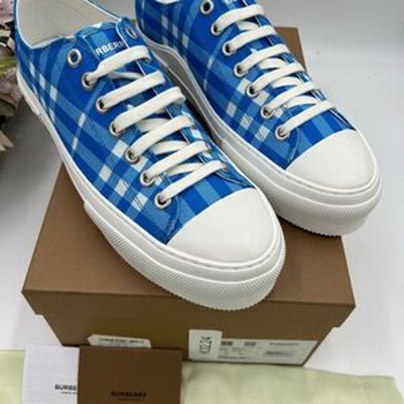 Men’s Burberry Jack vivid blue check sneakers size 44 made in Italy