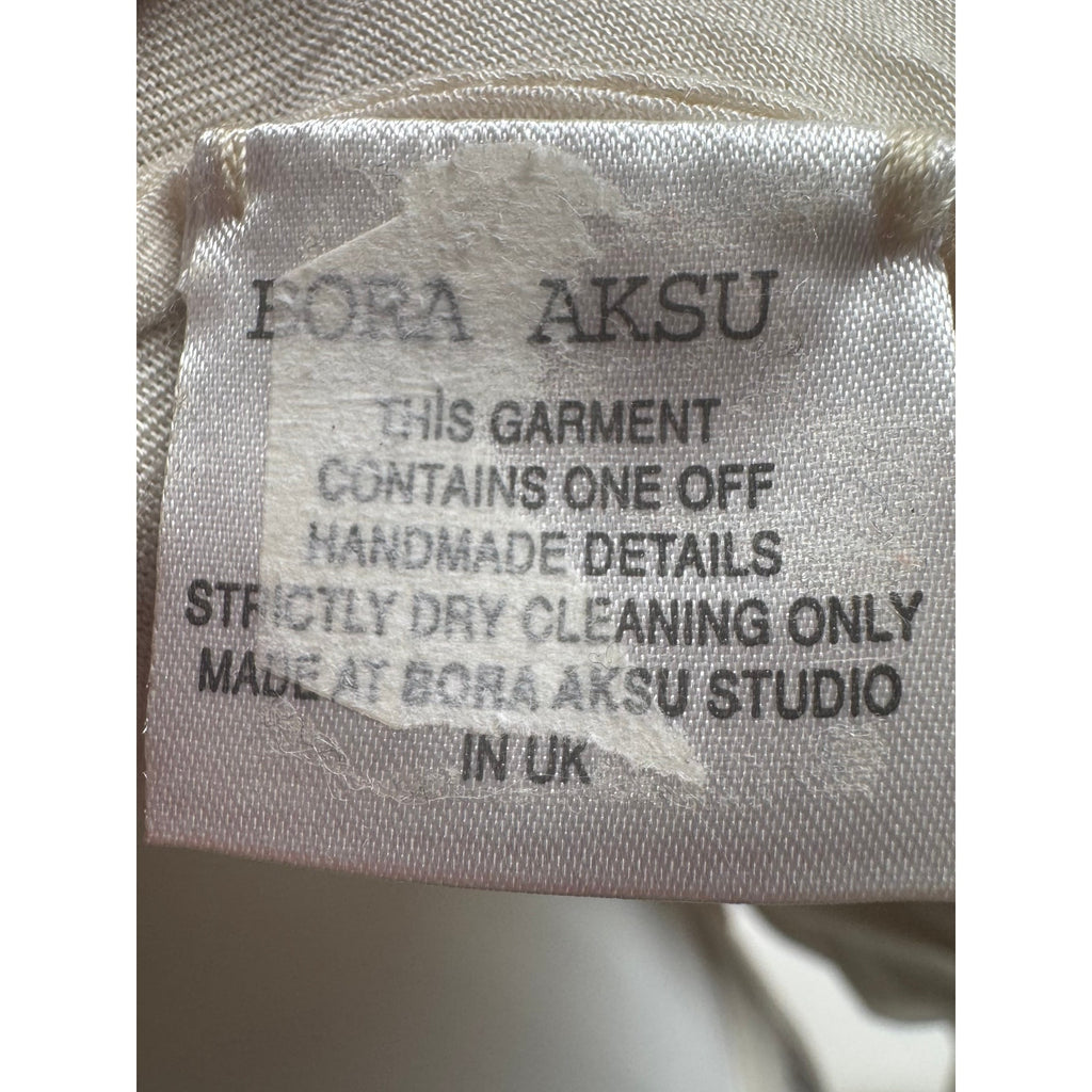 Bora Aksu Cream Ruffle Cotton Long Sleeve Button Front Blouse Size 10
