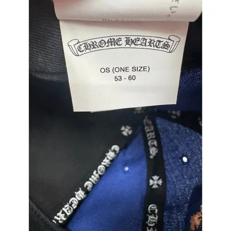 Men's Chrome Hearts Blue/Orange CH Cross Patch Baseball Trucker Hat