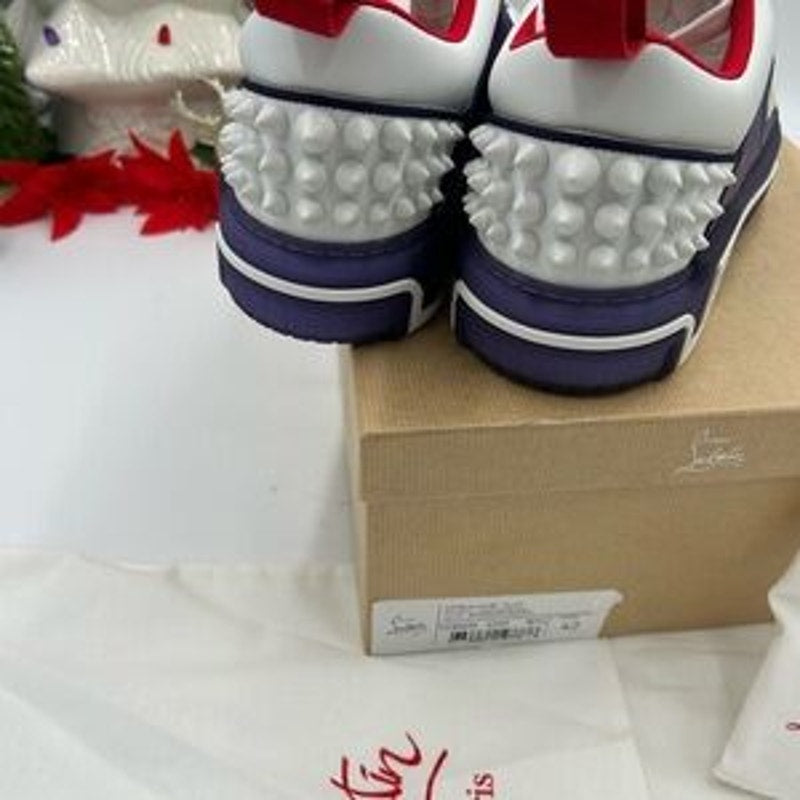 Christian Louboutin ASTROLOUBI low top purple and white leather sneakers size 42