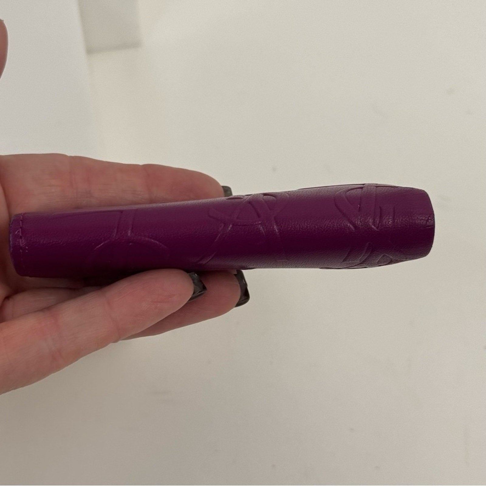 Yves Saint Laurent Purple Small Women's Wallet with decorative kiss lock snap