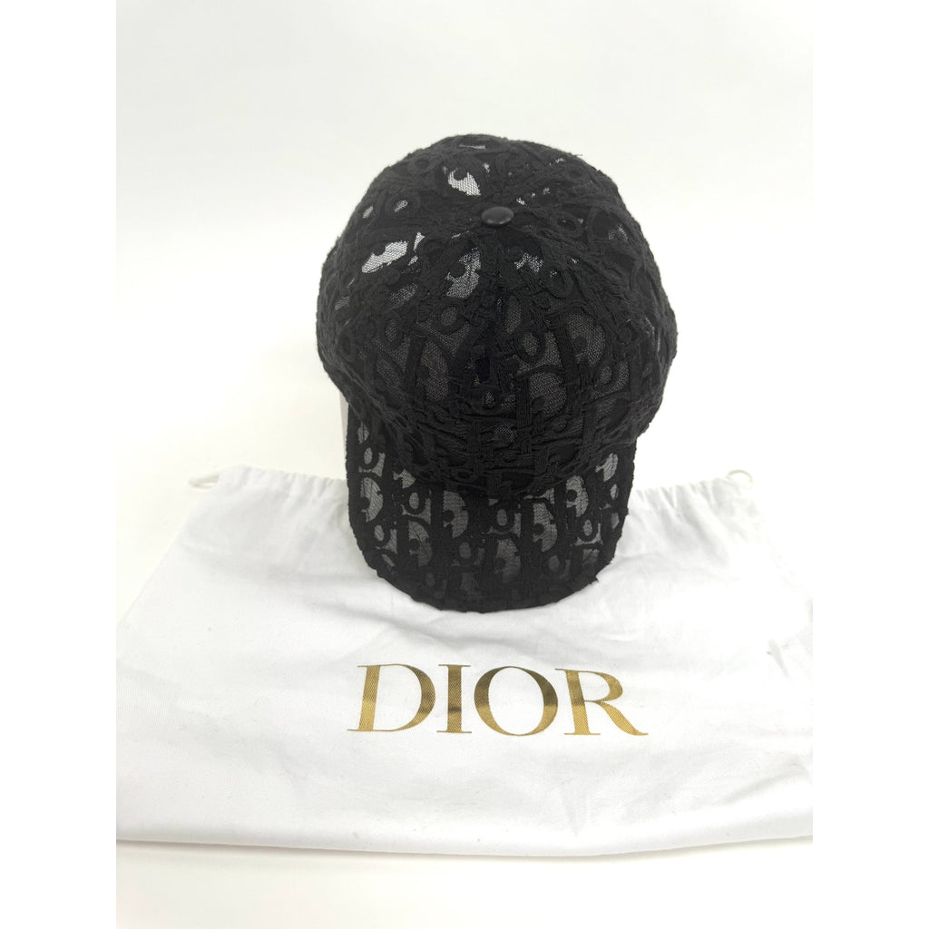 Christian Dior Oblique Technical Tulle Mesh Baseball Cap Black Size L Dust Bag