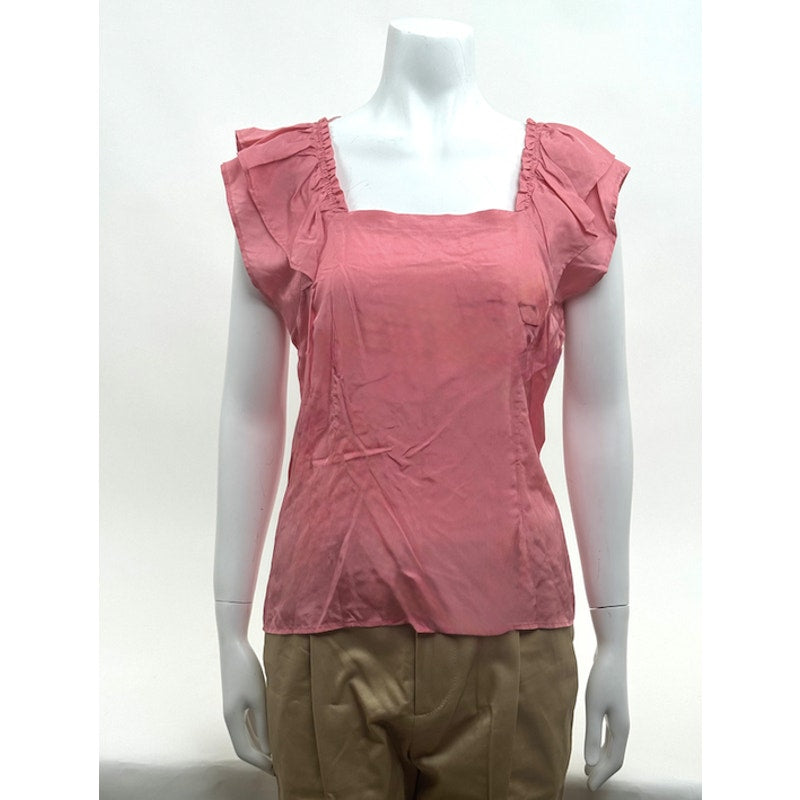 Prada NWT 100% Silk Pink Ruffle Sleeve Blouse Top IT 42 US 6-8 Made in Italy