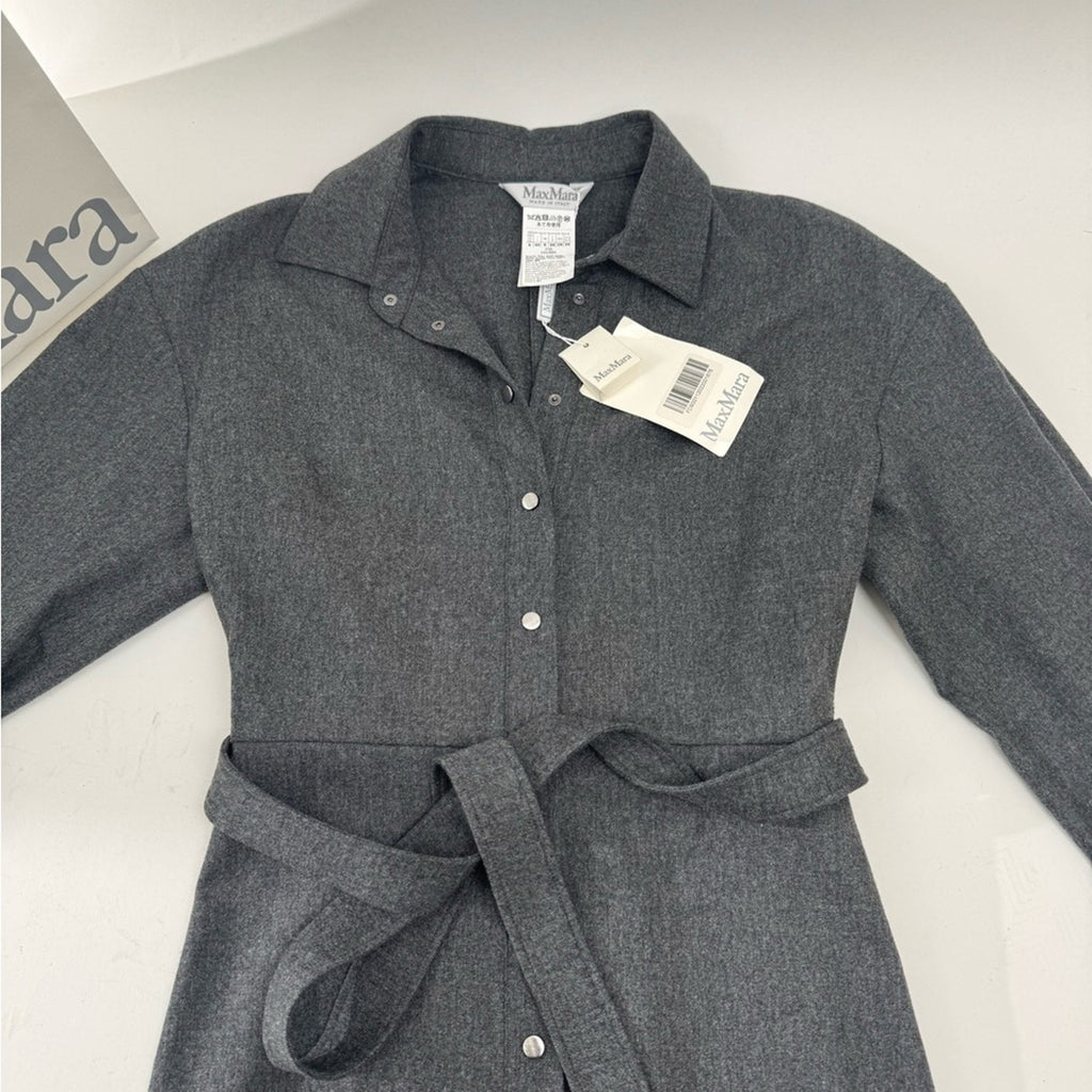 MaxMara Charcoal Wool Blend Fabric