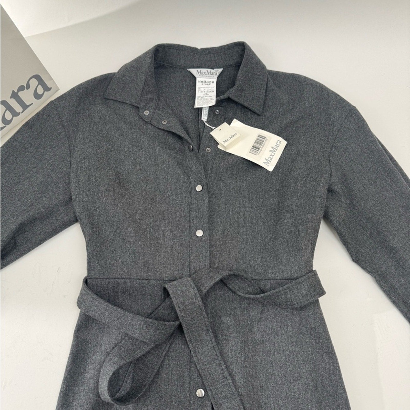 MaxMara Charcoal Wool Blend Fabric