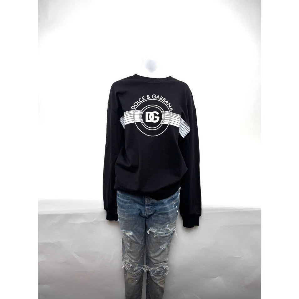 Men's Dolce & Gabbana IT 38/ Fits Like A Large Black "DG" Logo Print Sweatshirt