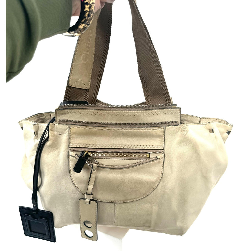 Chloe Cream Suede Leather Hobo Bag