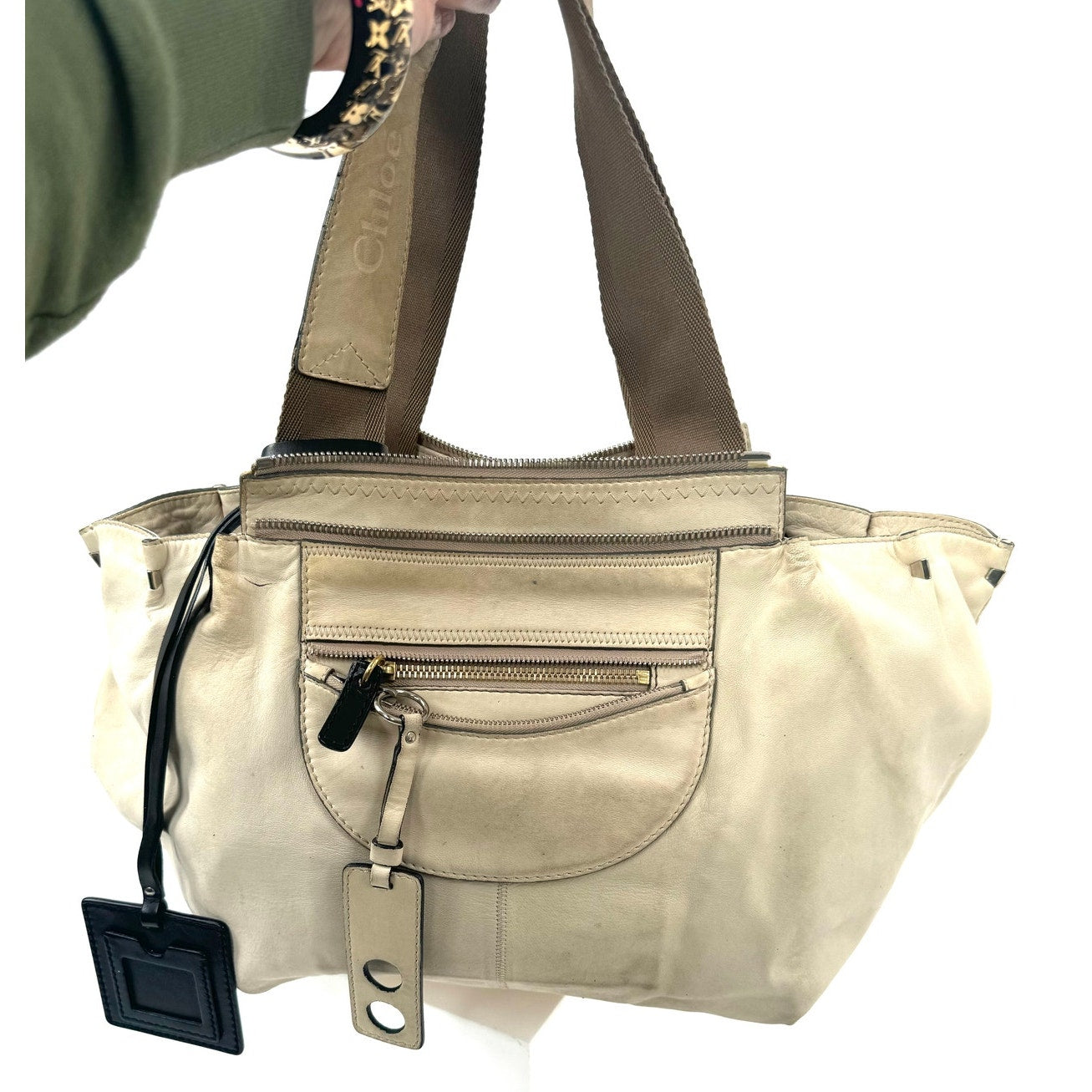 Chloe Cream Suede Leather Hobo Bag